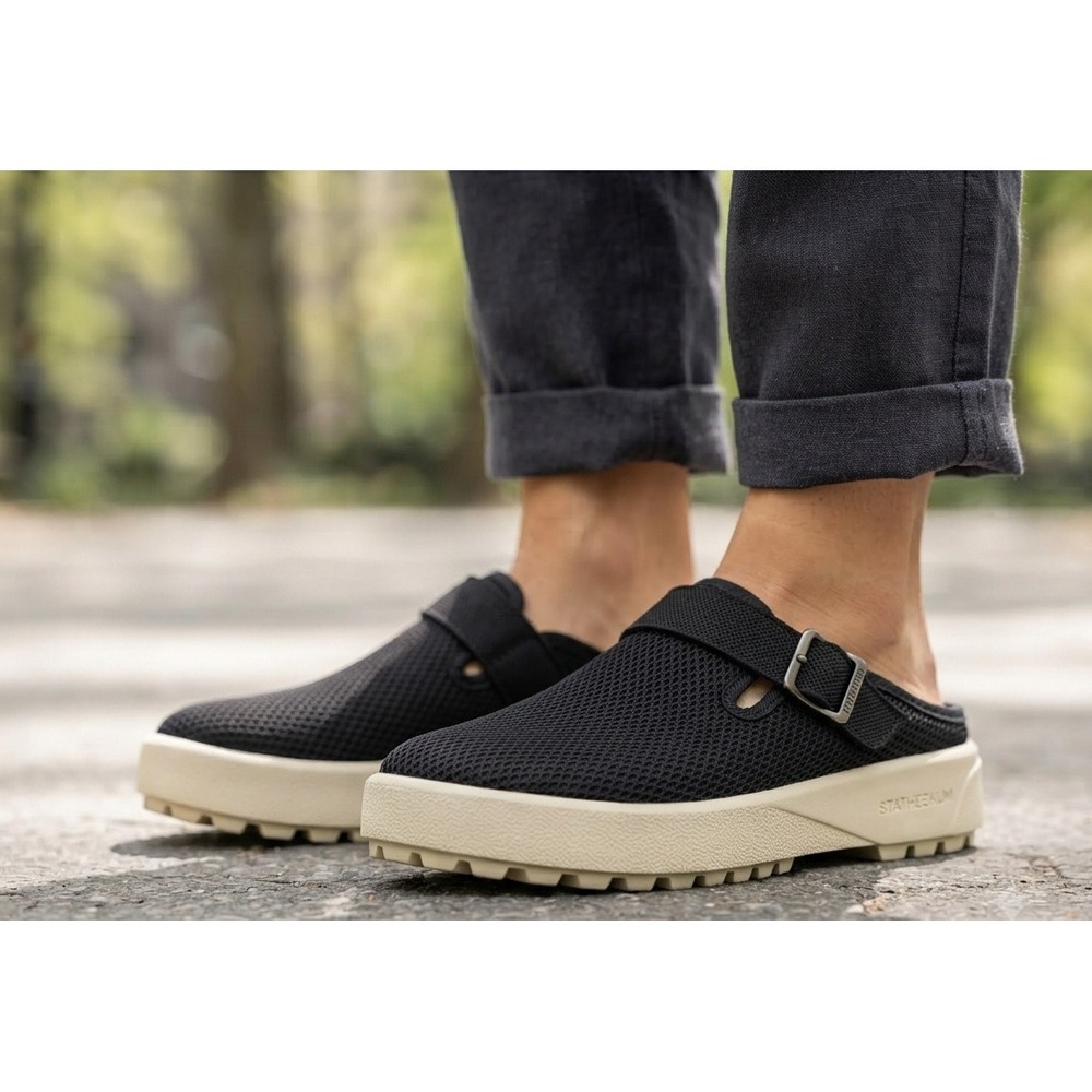 Staheekum Sneaker Clog Black Mesh Slip On Mule Buckle Strap Womens 8.5